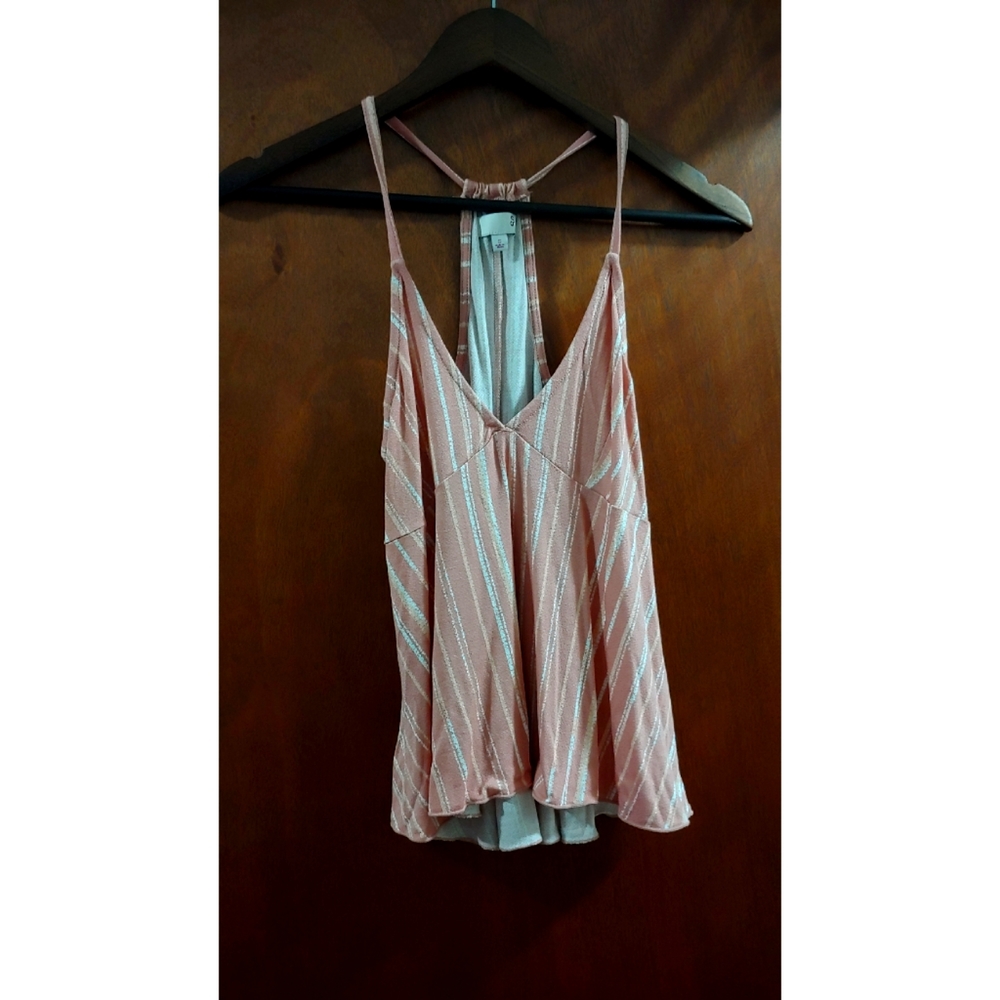 Pink and White Striped Racerback Tank Top